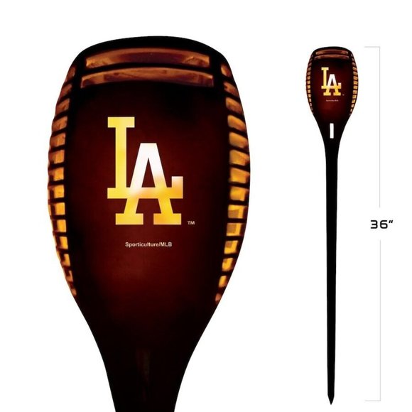 Los Angeles Dodgers LED Solar Torch 36" Tall Flickering Amber Flame NFL Outdoor - Picture 1 of 3